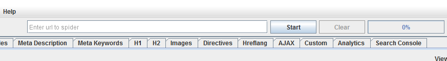 Screaming Frog URL-to-scan input boksen