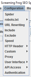 The configuration tab helps you expand or restrict your crawl needs