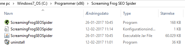 Screaming Frog SEO Spider filsti