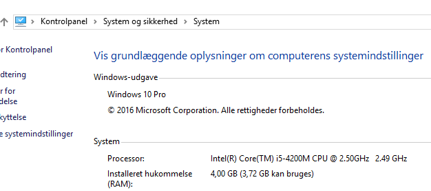 Denne Computers specifikationer