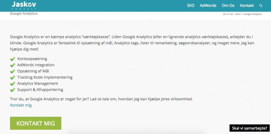 Google analytics landing page jaskovconsult