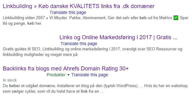 websites der sælger links